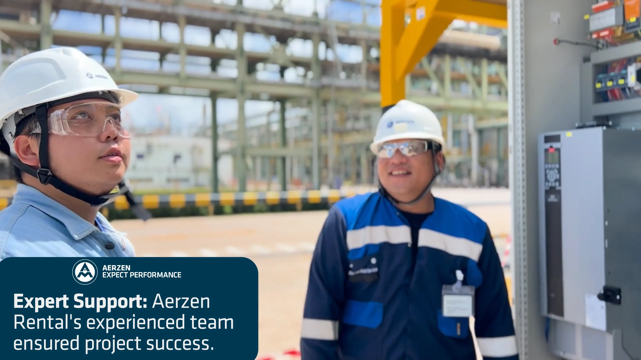 AERZEN Rental engineers providing expert on-site support at an industrial facility